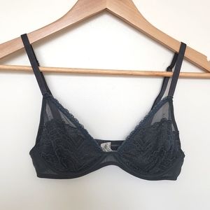 NWOT size 32C Free People Intimately FP gray underwire unlined lace bra